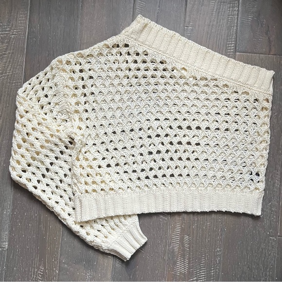 Mauve by Anthropologie One-Shoulder Crochet Layer top in cream NWOT - Picture 14 of 16